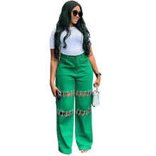Load image into Gallery viewer, Naomi Chain Wide Leg Stitching Jeans
