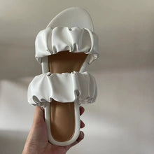 Load image into Gallery viewer, Double-layer pleated leather sandals
