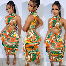 Load image into Gallery viewer, Two Piece Marble Design Skirt Set
