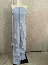 Load image into Gallery viewer, Strapless Ruched Cargo Jumpsuit
