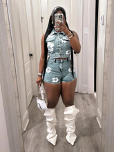 Load image into Gallery viewer, Le Fleur Denim Short Set
