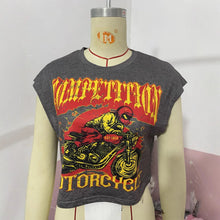 Load image into Gallery viewer, Cropped Motorcycle Sleeveless Graphic Tee
