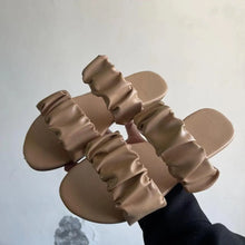 Load image into Gallery viewer, Double-layer pleated leather sandals
