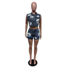 Load image into Gallery viewer, Le Fleur Denim Short Set
