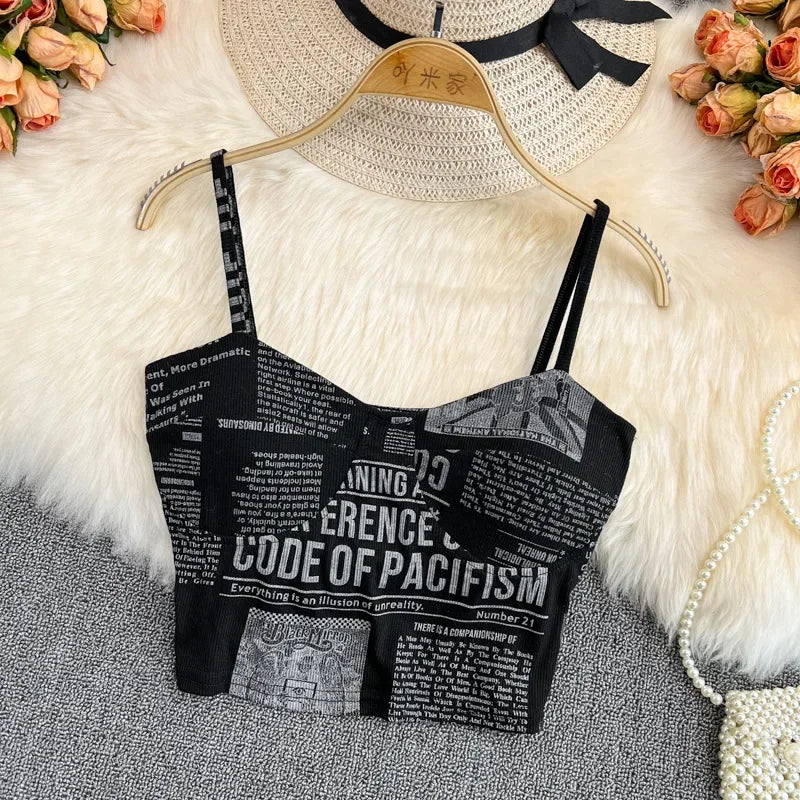Newspaper Print Camis
