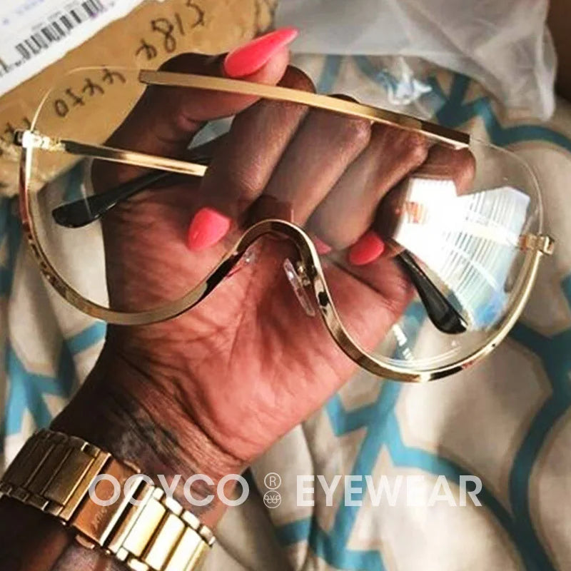 Oversized Rimless Google Style Sunglasses