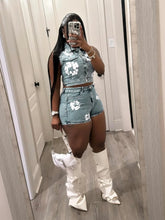 Load image into Gallery viewer, Le Fleur Denim Short Set
