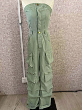 Load image into Gallery viewer, Strapless Ruched Cargo Jumpsuit
