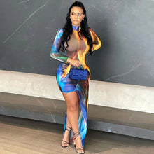 Load image into Gallery viewer, Multi Color Long Sleeve Irregular Sexy Slim Mini Dress

