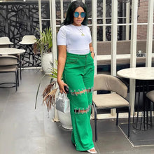 Load image into Gallery viewer, Naomi Chain Wide Leg Stitching Jeans
