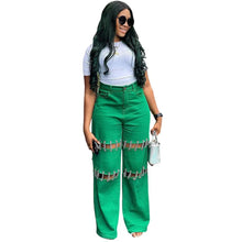 Load image into Gallery viewer, Naomi Chain Wide Leg Stitching Jeans
