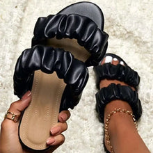 Load image into Gallery viewer, Double-layer pleated leather sandals
