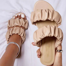 Load image into Gallery viewer, Double-layer pleated leather sandals
