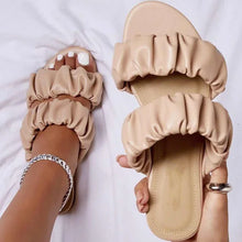 Load image into Gallery viewer, Double-layer pleated leather sandals
