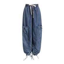 Load image into Gallery viewer, Denim Spliced Lace Up Jeans
