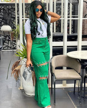 Load image into Gallery viewer, Naomi Chain Wide Leg Stitching Jeans
