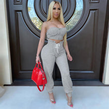 Load image into Gallery viewer, Crop Top Drawstring Pants Set
