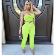 Load image into Gallery viewer, Crop Top Drawstring Pants Set
