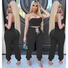 Load image into Gallery viewer, Crop Top Drawstring Pants Set
