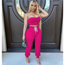 Load image into Gallery viewer, Crop Top Drawstring Pants Set
