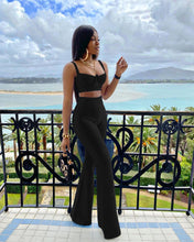 Load image into Gallery viewer, Solid Color Bandage Long Bell-Bottoms 2 Piece Set

