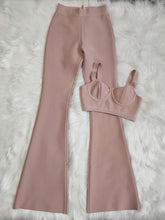 Load image into Gallery viewer, Solid Color Bandage Long Bell-Bottoms 2 Piece Set
