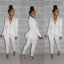 Load image into Gallery viewer, Deep V-neck Blazer Two Piece Set
