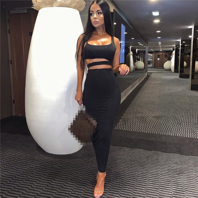 A'aery Two Piece Peekaboo Skirt Set