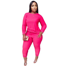 Load image into Gallery viewer, Plus Size Solid Color Long Sleeve Pants Set
