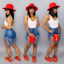 Load image into Gallery viewer, Denim Tassel Shorts
