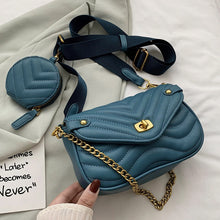 Load image into Gallery viewer, Small PU Leather Shoulder Bag For Women 2021 new purse and Handbags Female Travel Crossbody Bag ladies chain Sling bag 2 PCS/SET
