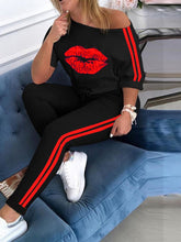 Load image into Gallery viewer, Two Piece Set Tracksuit Women Boat Anchor Print Plus Size 2 Piece Set crop top shorts Pants Femme Elastic Waist shorts for women
