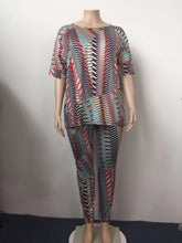 Load image into Gallery viewer, XL-5XL Plus Size Women Clothing Two Piece Set Casual Dot Pattern Printing Short Sleeve Top And Pant Summer Outfit  Wholesale

