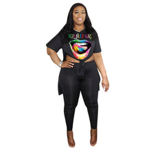 Load image into Gallery viewer, New Two Piece Plus Size Sets Women Summer Ovesized Casual Loose Pullover Top And Pants Set Plus Clothing Matching Set Outfits
