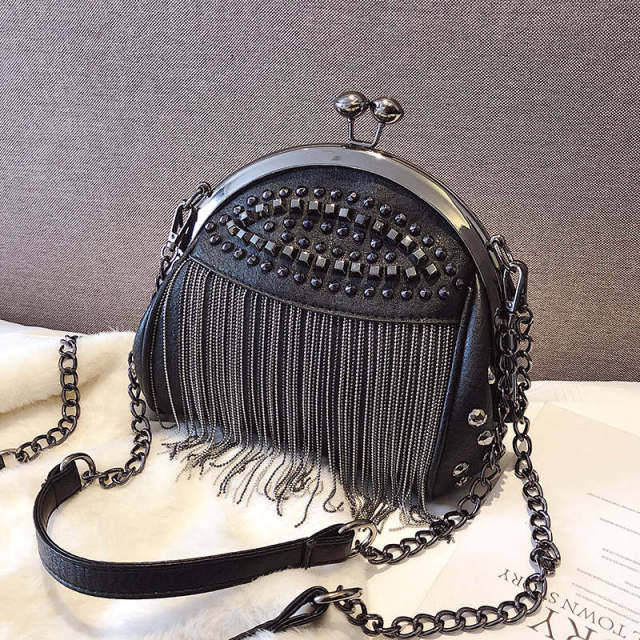 Leather Tassel Cross Body Shoulder Bag